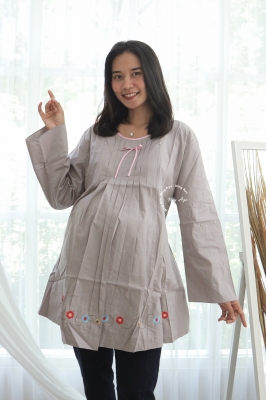 Baju Atasan Ibu Hamil Menyusui Muslim JUMBO - BHJ 102 Abu